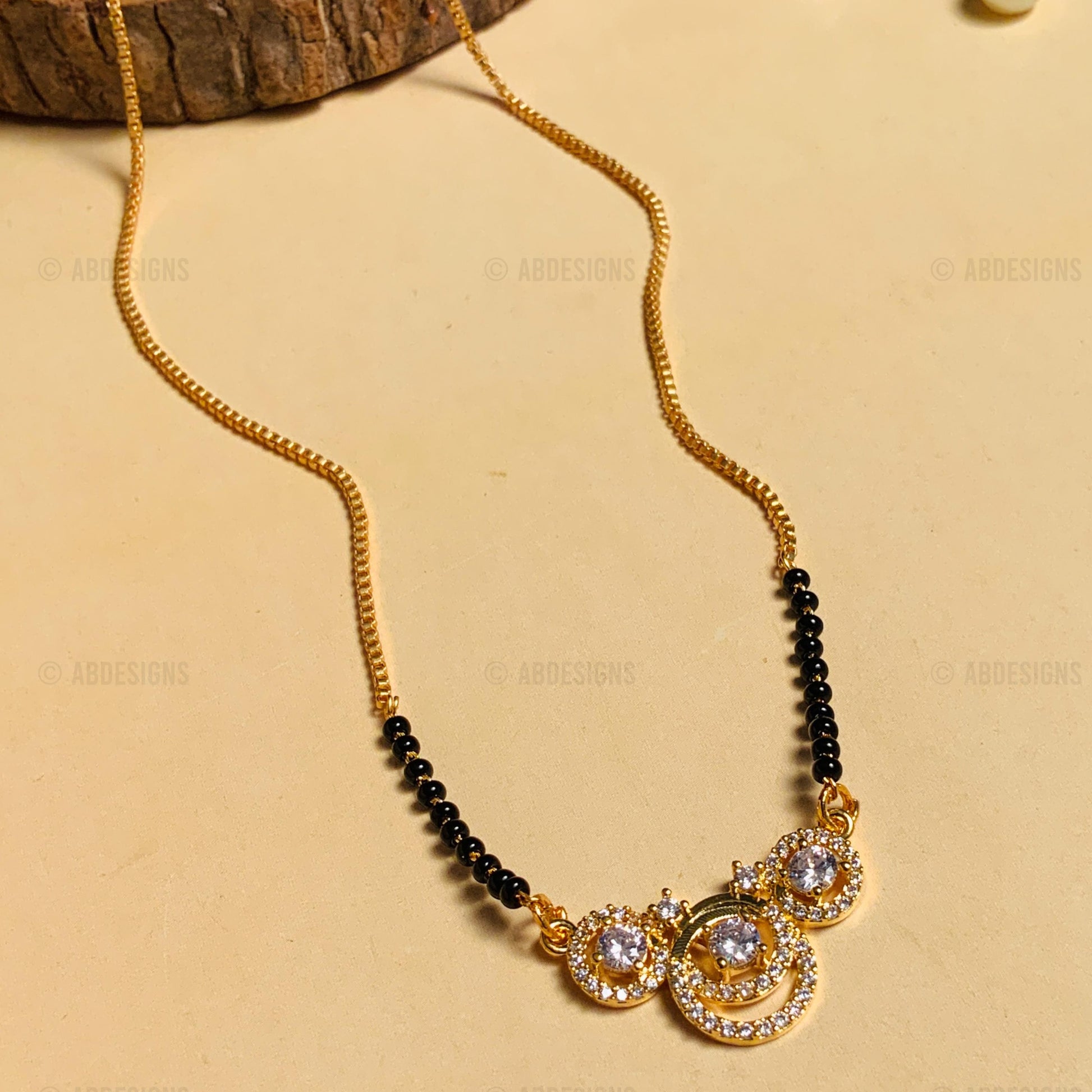 High Quality Bold Gold Plated American Diamond Mangalsutra - mangalsutra by Abdesigns Jewellery