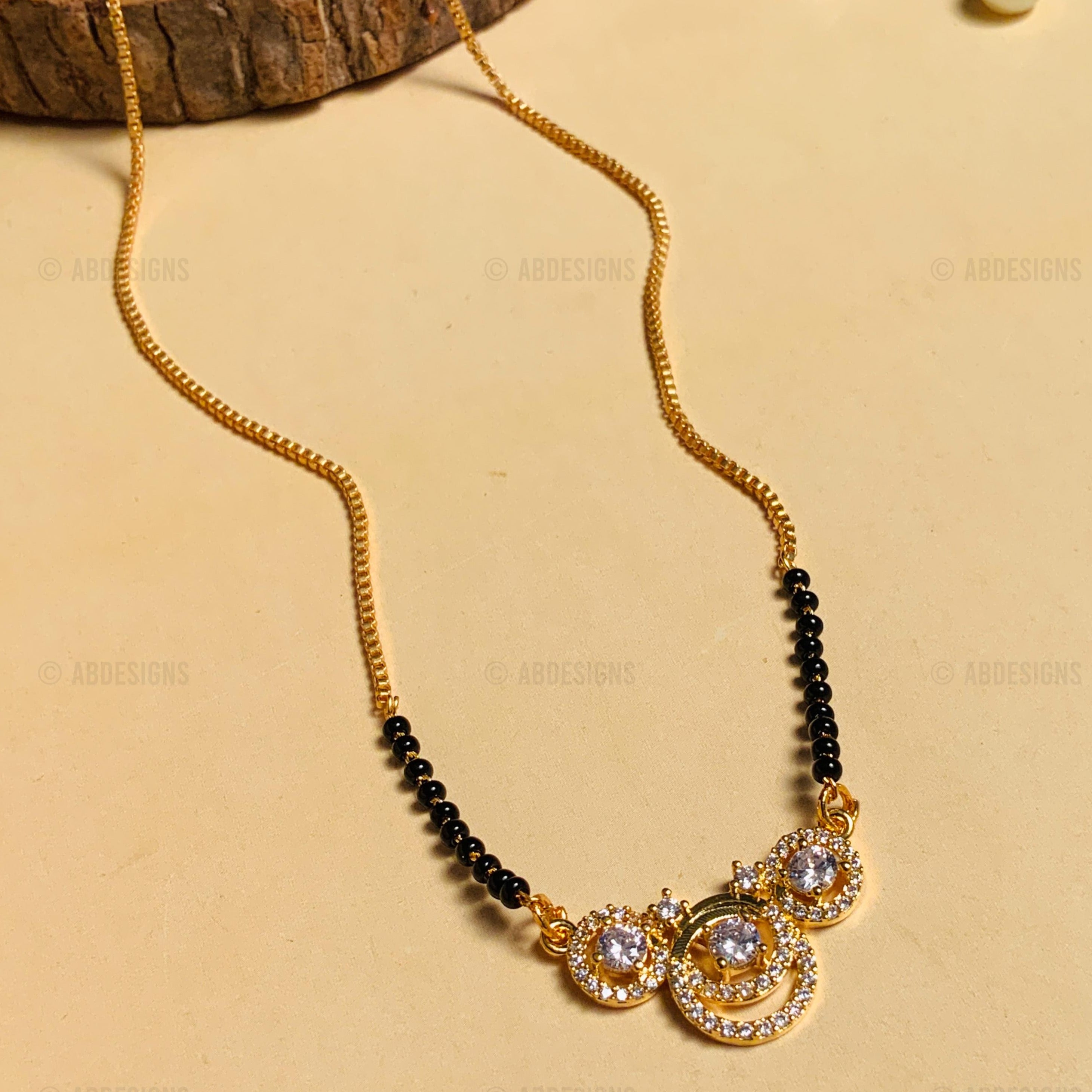 High Quality Bold Gold Plated American Diamond Mangalsutra - mangalsutra by Abdesigns Jewellery