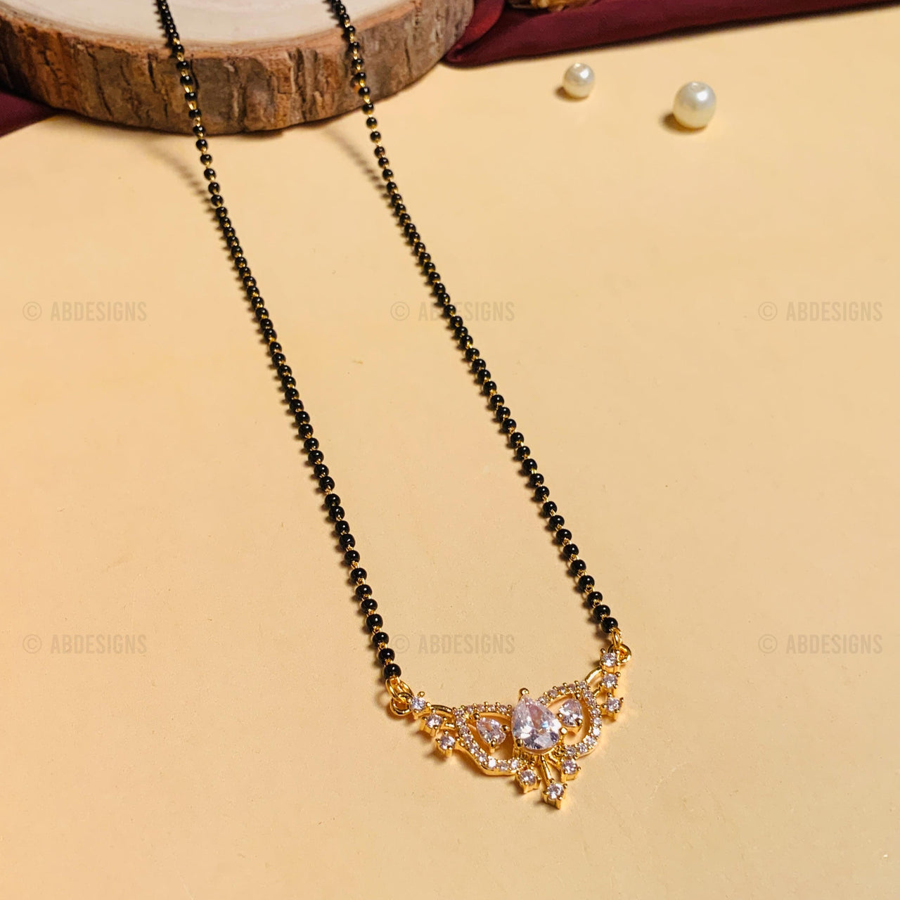 Contemporary Gold Plated American Diamond Mangalsutra