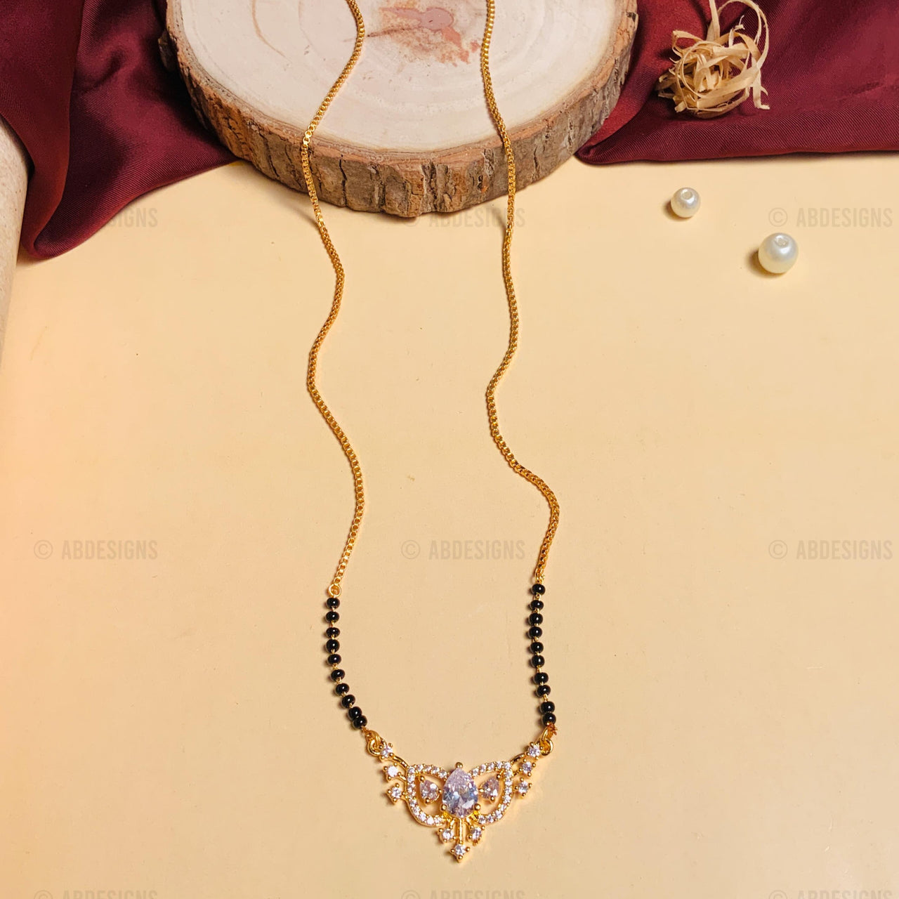 Contemporary Gold Plated American Diamond Mangalsutra