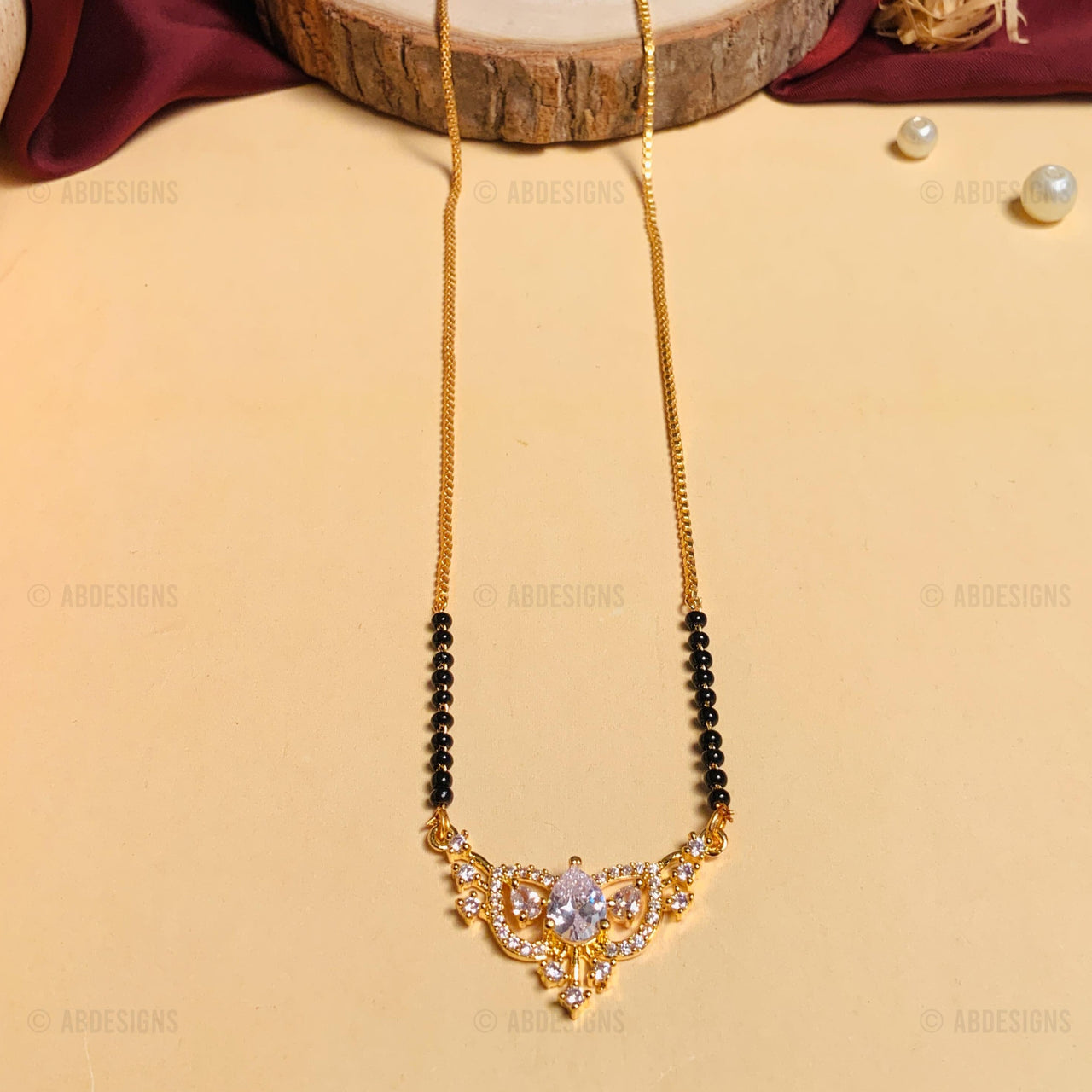 Contemporary Gold Plated American Diamond Mangalsutra