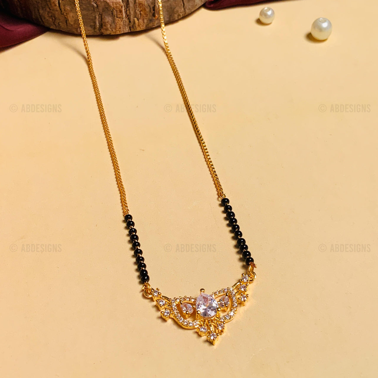 Contemporary Gold Plated American Diamond Mangalsutra