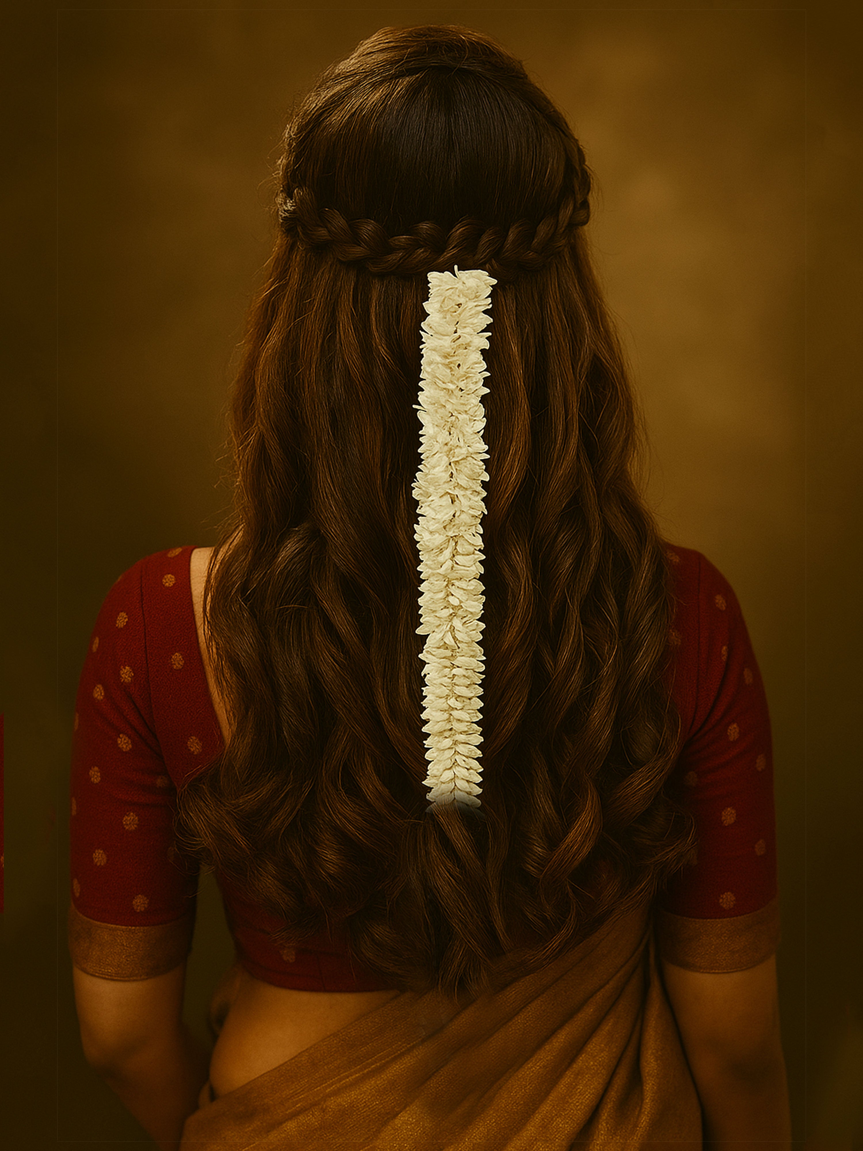 Artificial Mogra Gajra in Floral Fabric – Hair Bun | Abdesigns