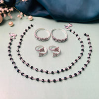 Thumbnail for Bewitching Silver Oxidised Anklet & Toe Rings Combo - Abdesignsjewellery