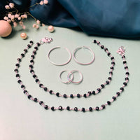 Thumbnail for Alluring Silver Oxidised Anklet & Toe Rings Combo - Abdesignsjewellery