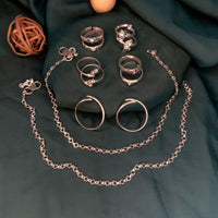 Thumbnail for Endearing Silver Oxidised Anklet & Toe Rings Combo - Abdesignsjewellery