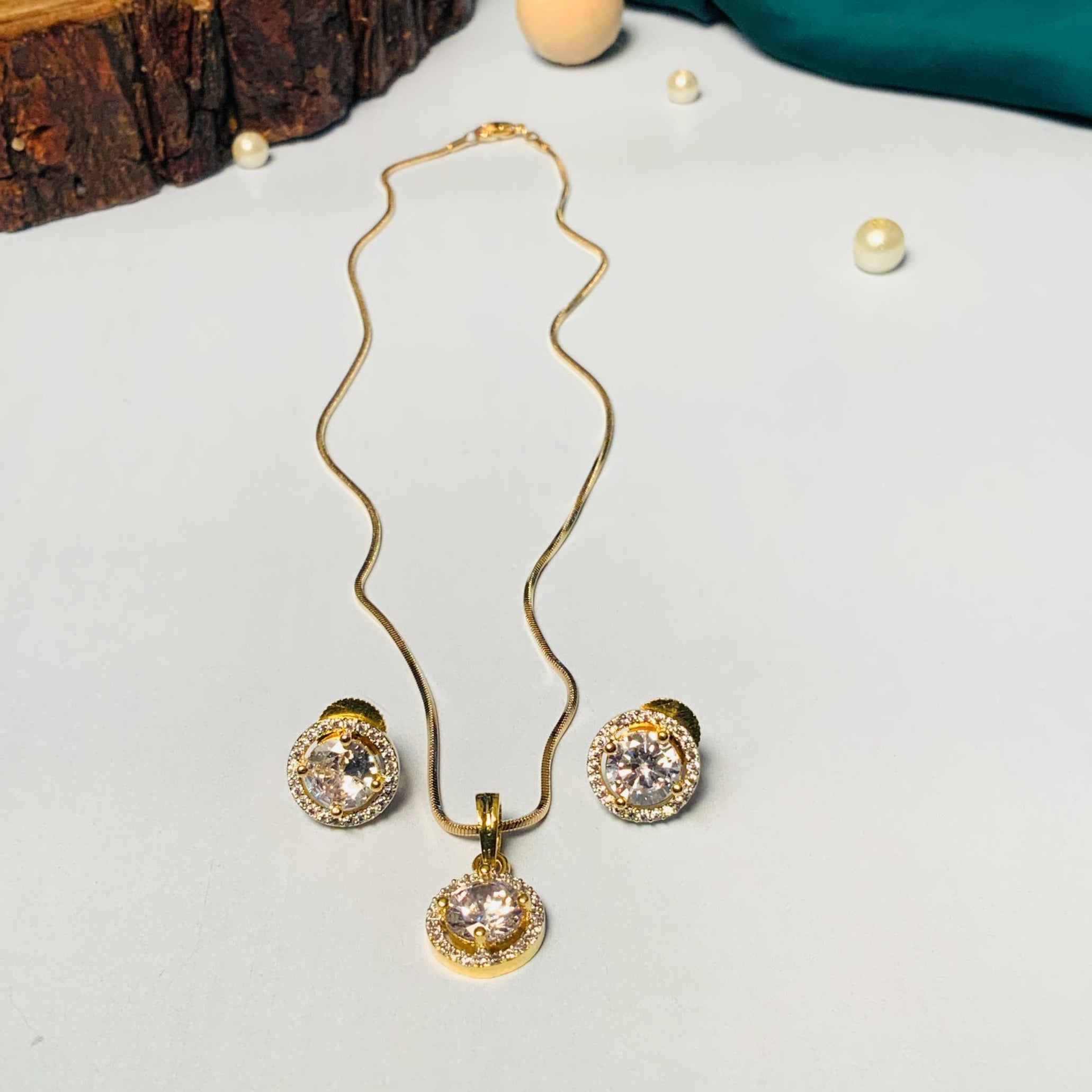 Gold American Diamond Necklace 