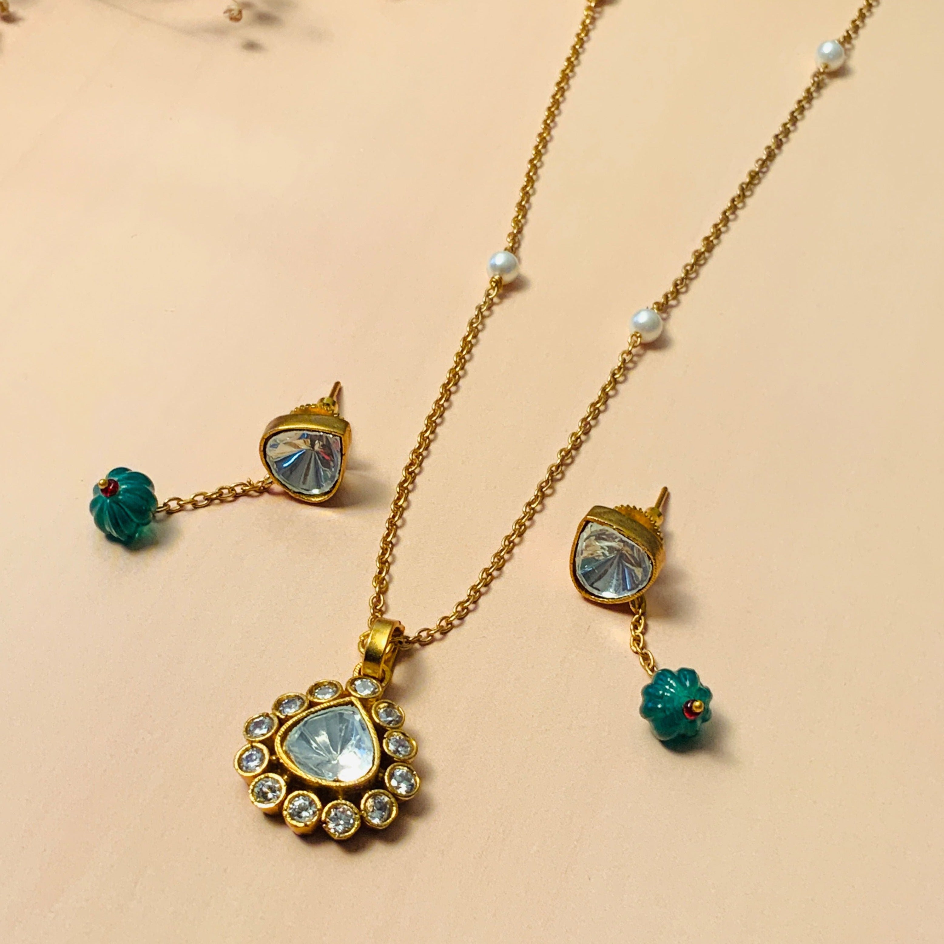 Stunning High Quality Polki Drop Necklace