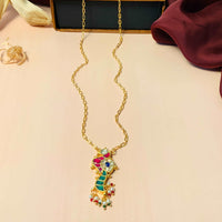 Thumbnail for Antique High Quality Gold Plated Pachi kundan Pendant Chain - Abdesignsjewellery