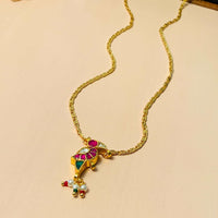 Thumbnail for Antique High Quality Gold Plated Pachi kundan Pendant Chain - Abdesignsjewellery