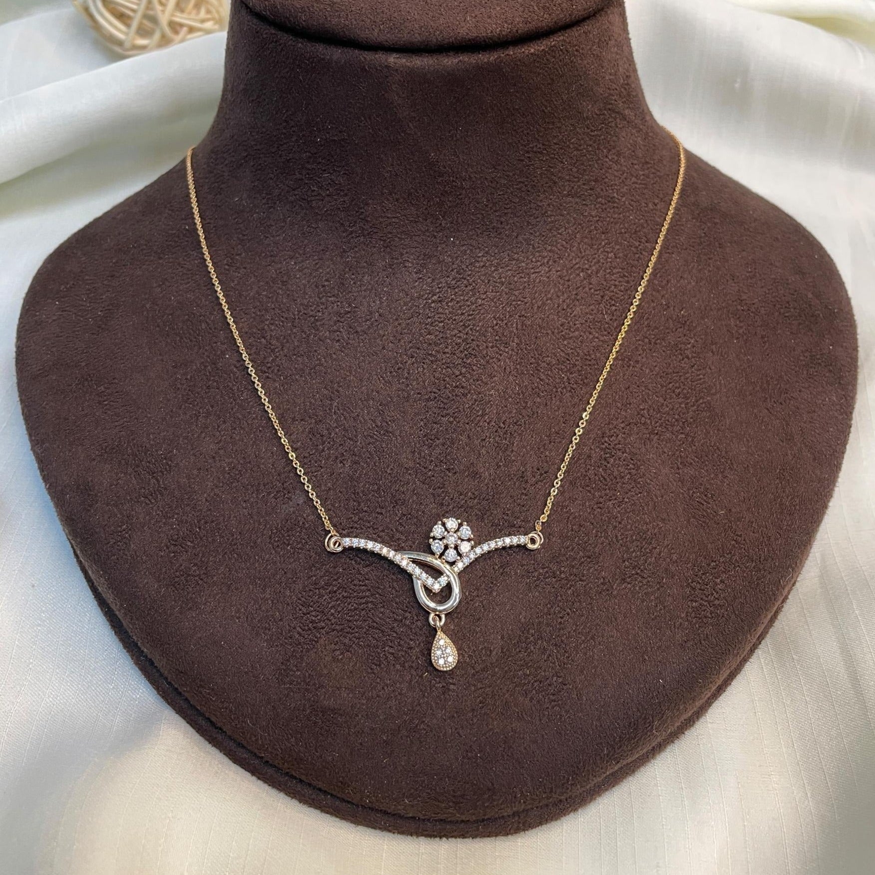 Nishita Sankhala Rosegold Dailywear Flower Necklace