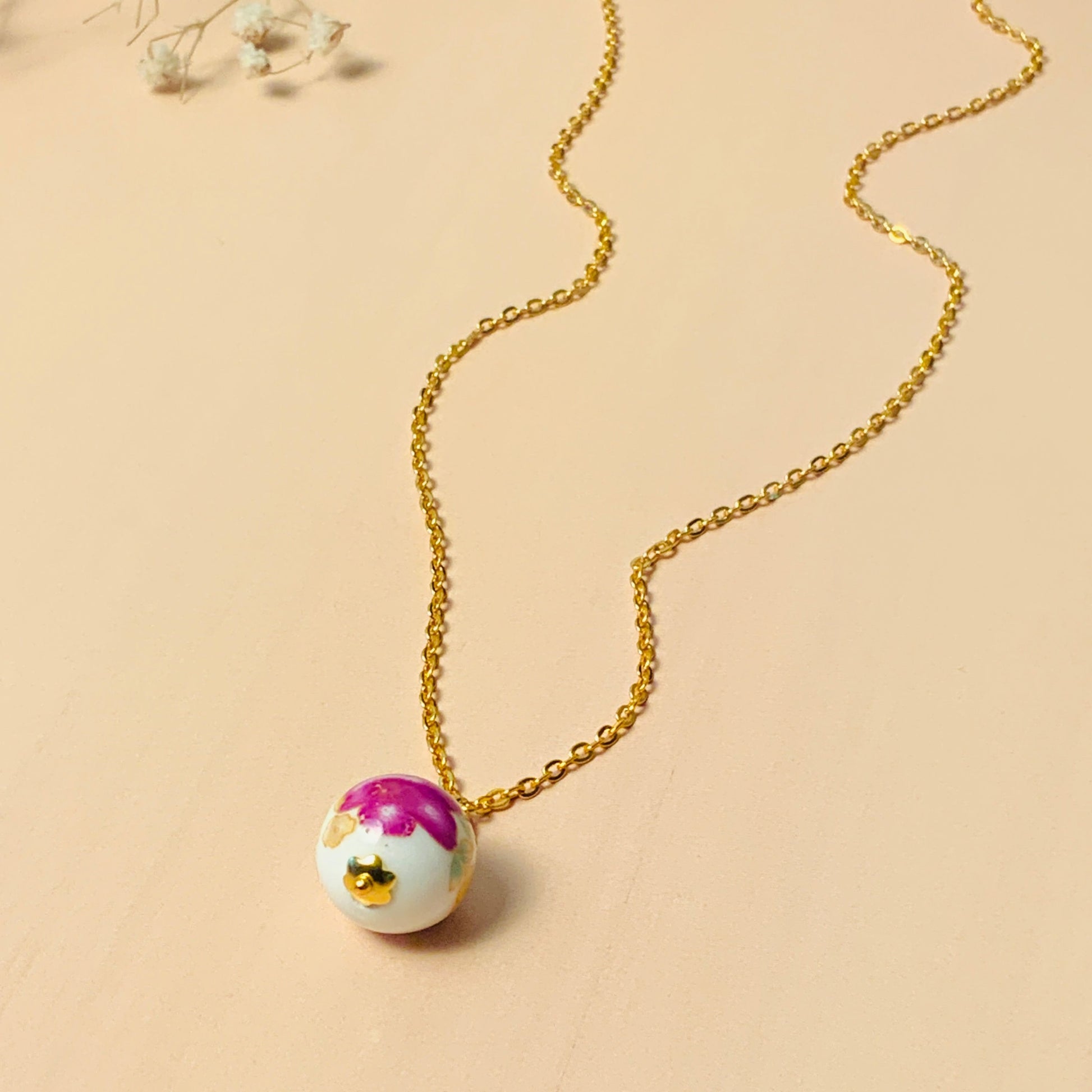 Graceful Minimal Gold Plated Ball Necklace - Abdesignsjewellery