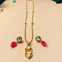 Thumbnail for Eye-catching Minimal Polki Drop Necklace - Abdesignsjewellery