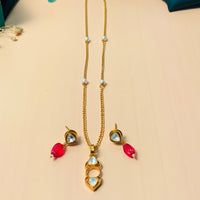 Thumbnail for Eye-catching Minimal Polki Drop Necklace - Abdesignsjewellery