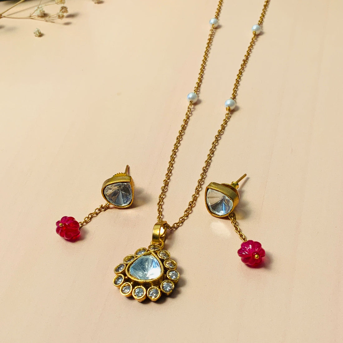 Stunning High Quality Polki Drop Necklace - pendant by Abdesigns Jewellery