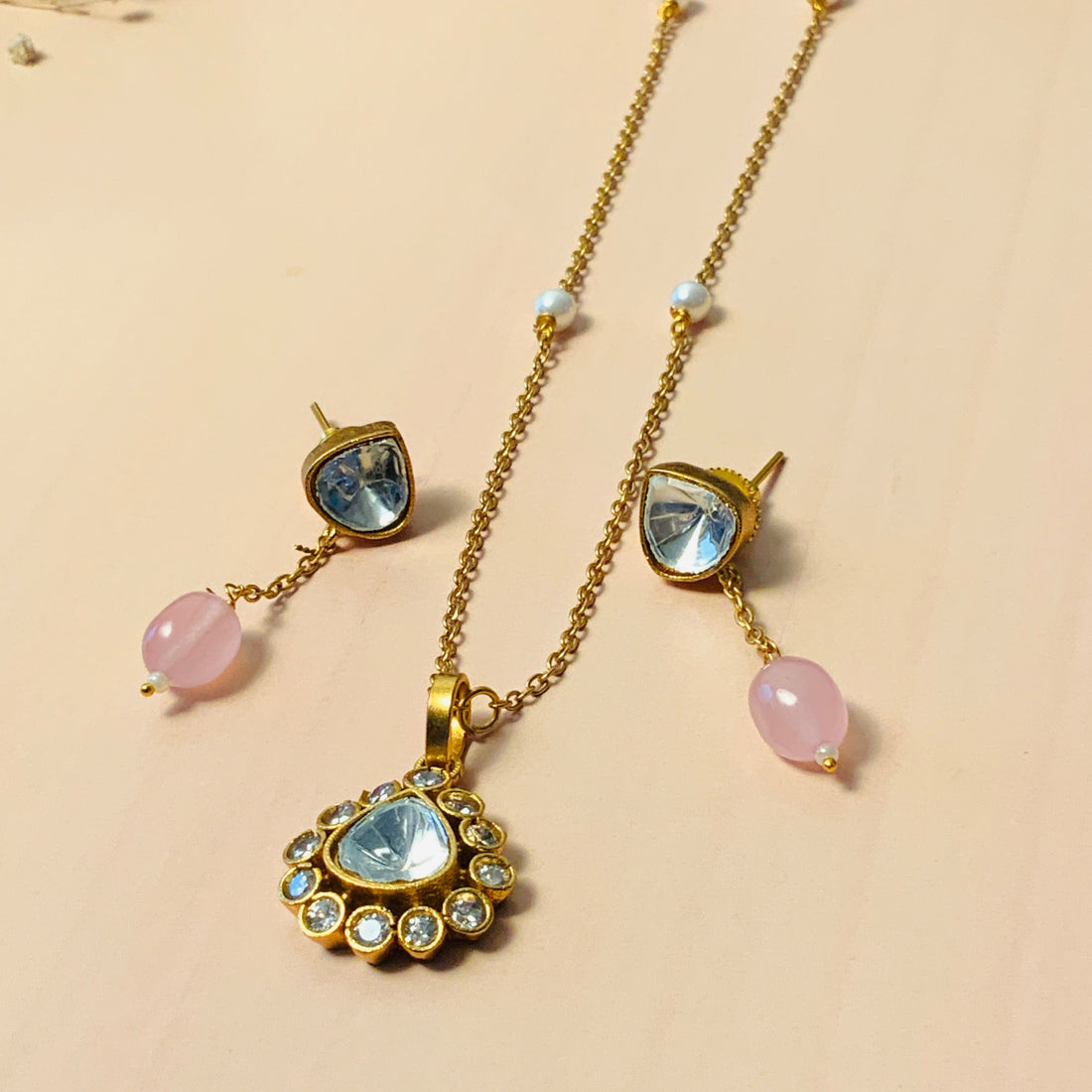 Stunning High Quality Polki Drop Necklace - pendant by Abdesigns Jewellery