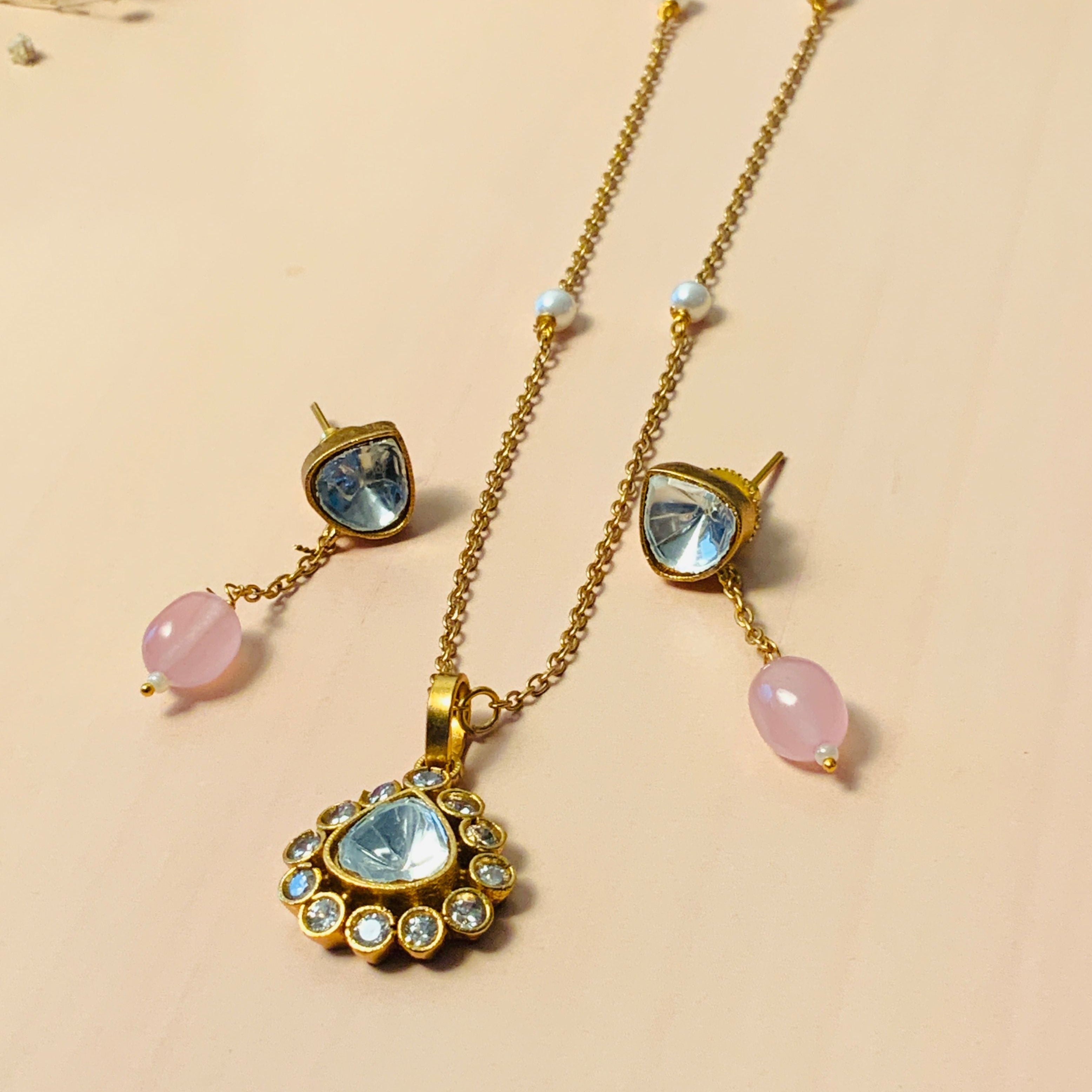 Stunning High Quality Polki Drop Necklace