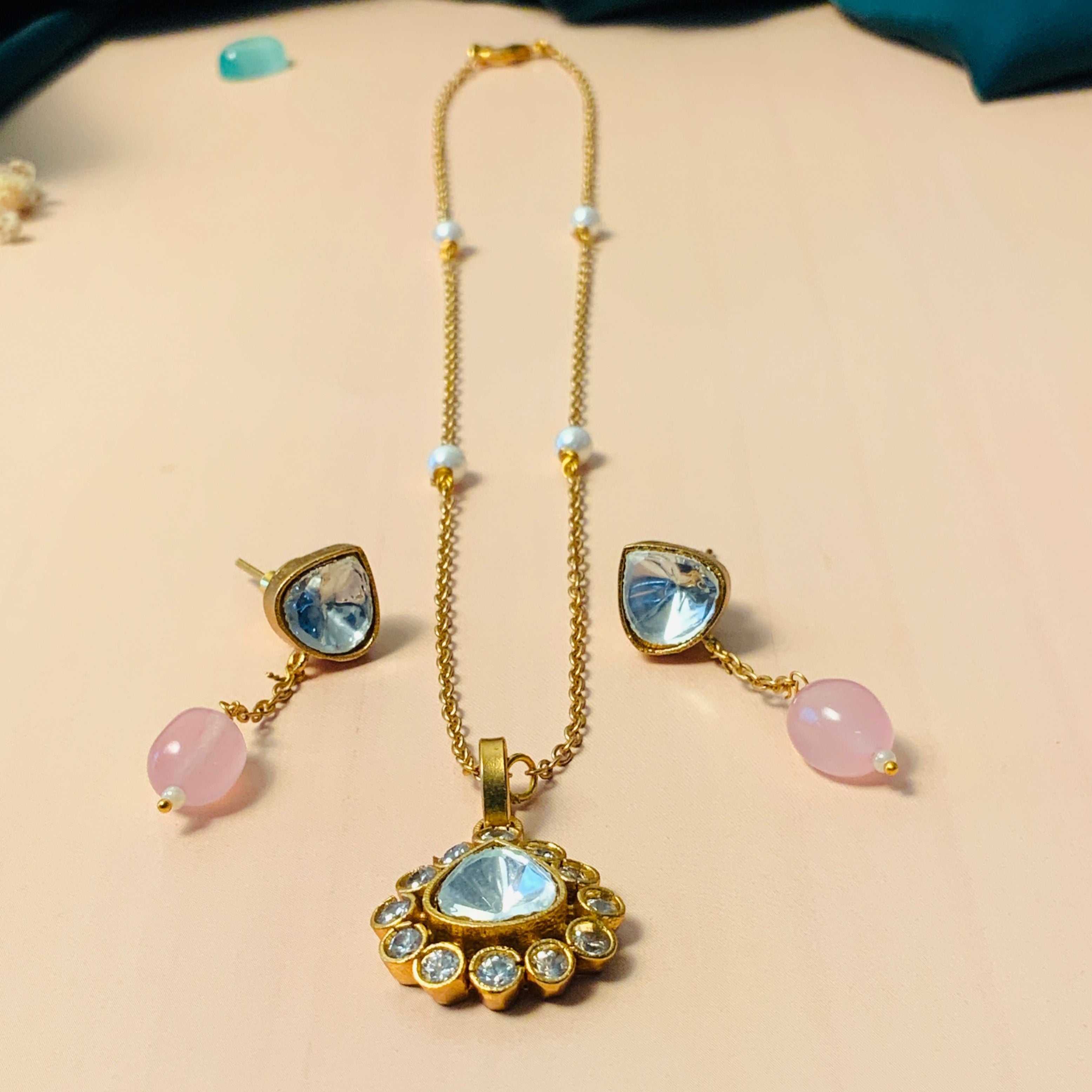 Stunning High Quality Polki Drop Necklace