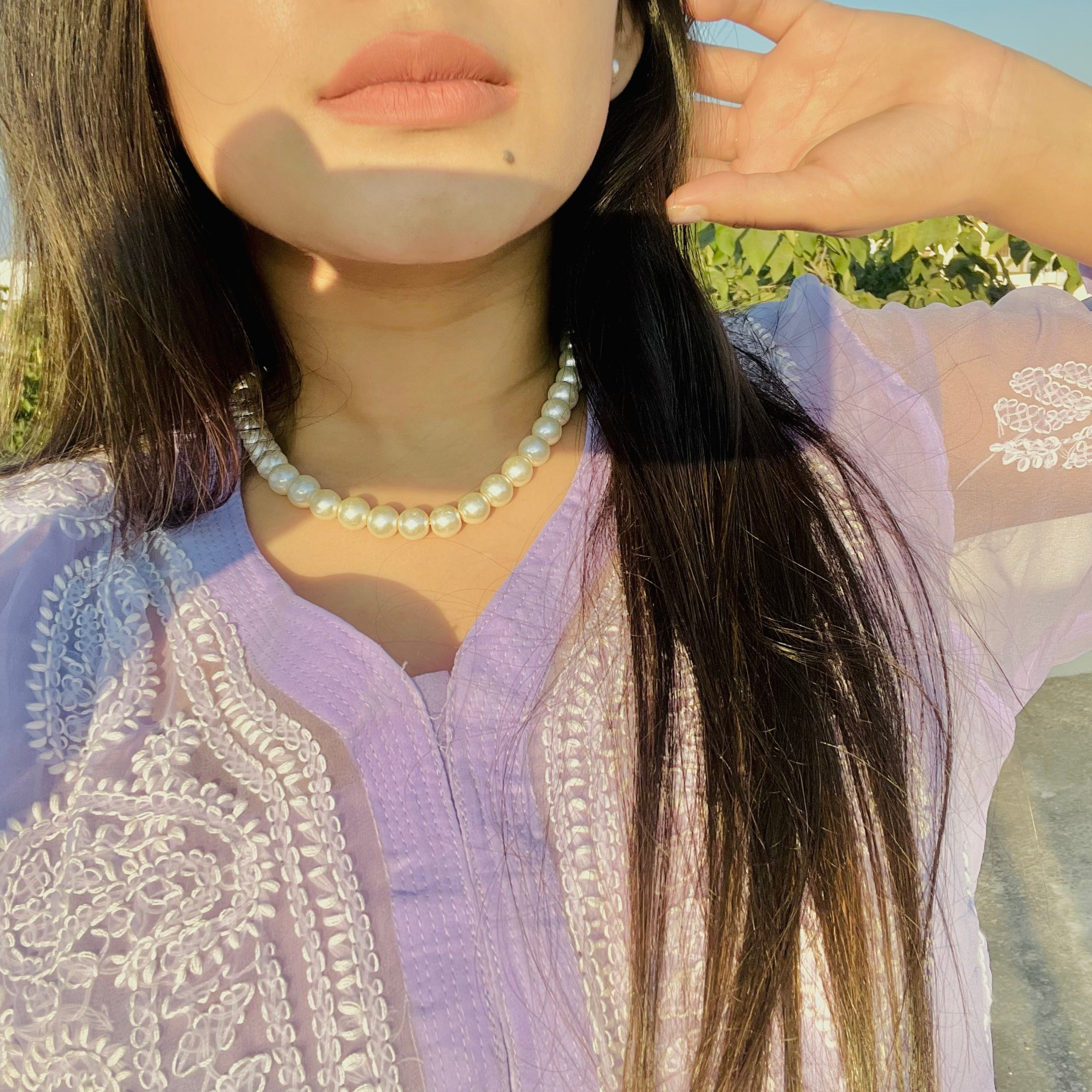 Pranjali Rawat Beautiful Round Artificial Pearl Necklace