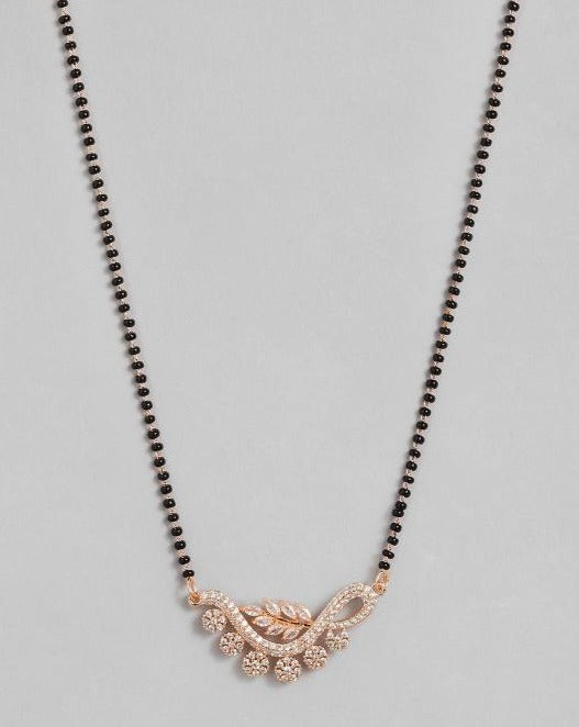 Flower Rose Gold Plated American Diamond Mangalsutra