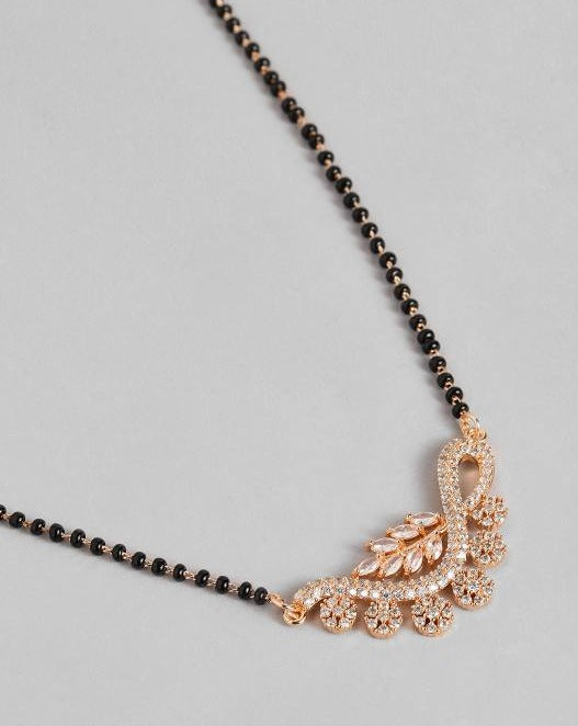 Flower Rose Gold Plated American Diamond Mangalsutra