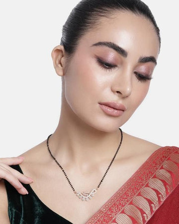 Flower Rose Gold Plated American Diamond Mangalsutra