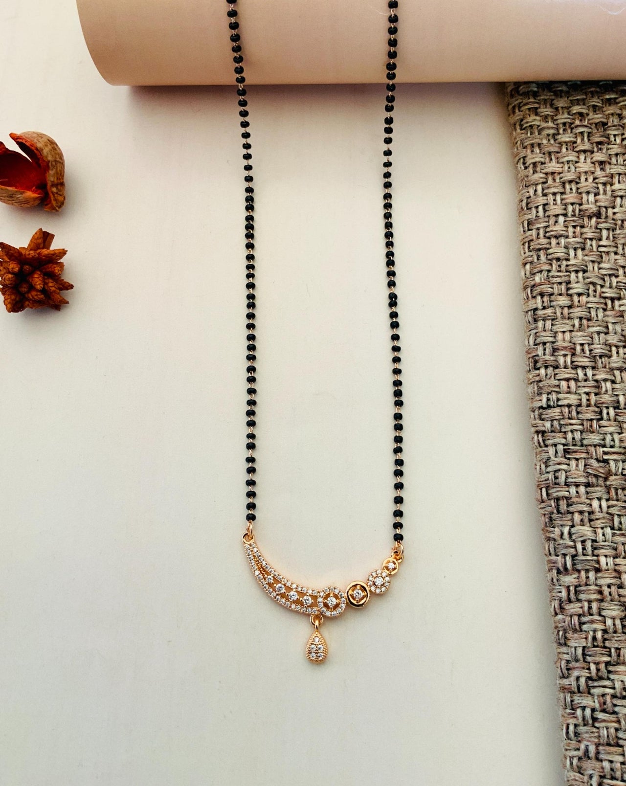 Delicate High Quality Rose Gold Plated Mangalsutra - Abdesignsjewellery