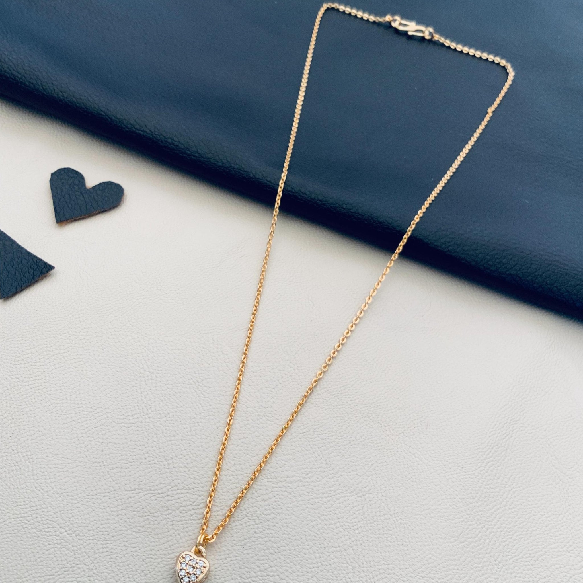Minimal RoseGold Plated Heart Pendant Chain - Abdesignsjewellery