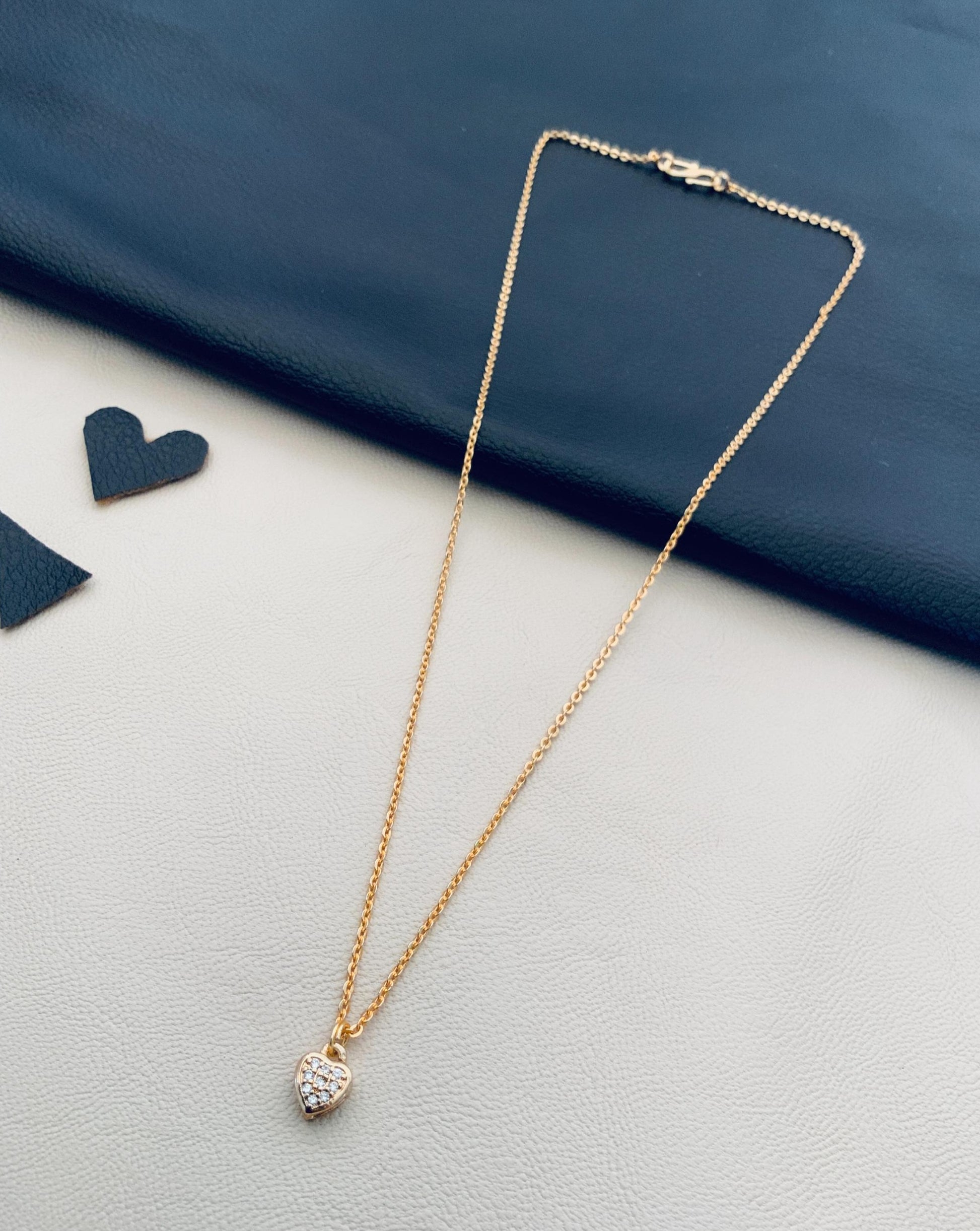 Minimal RoseGold Plated Heart Pendant Chain - Abdesignsjewellery