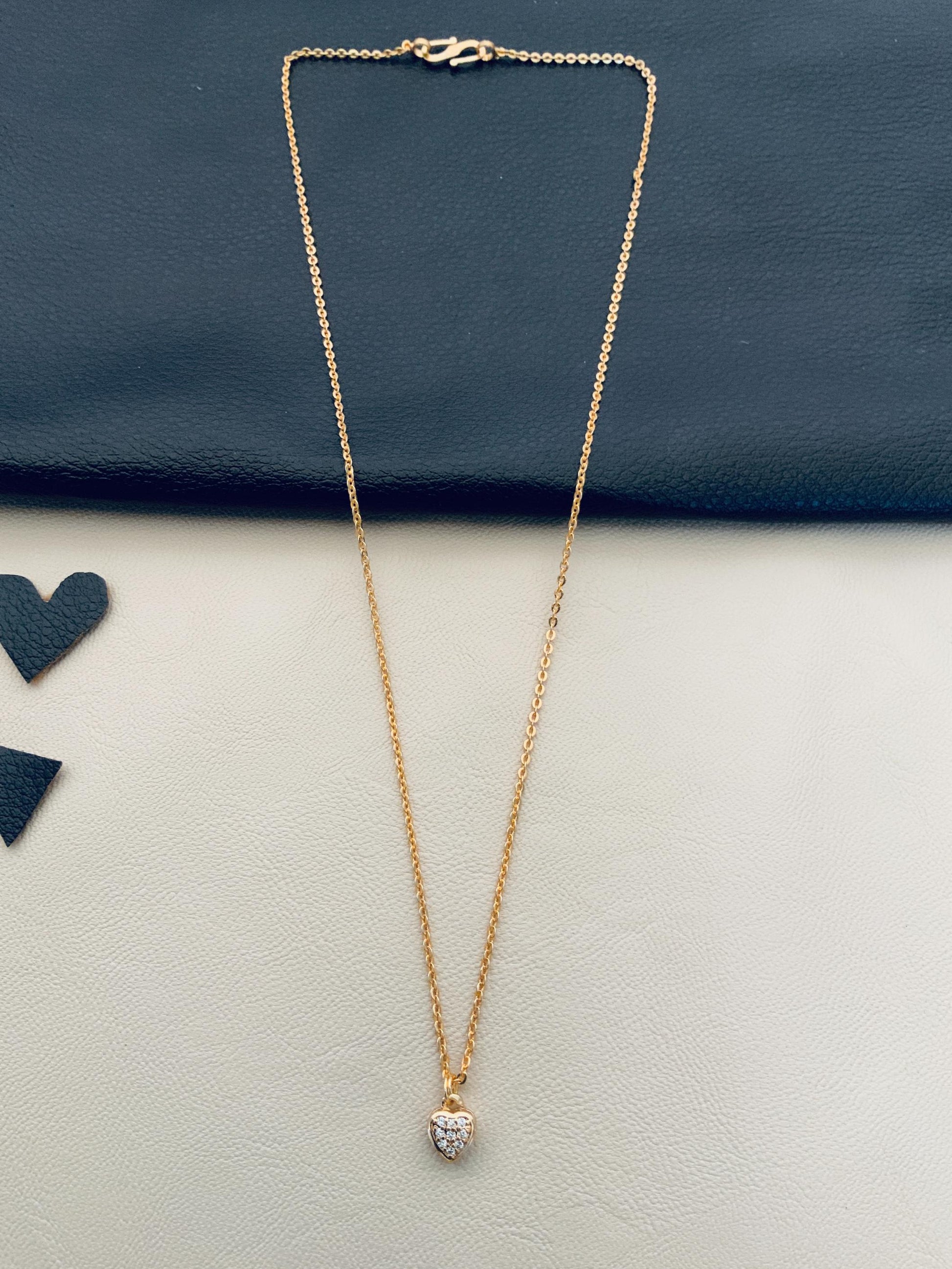 Minimal RoseGold Plated Heart Pendant Chain - Abdesignsjewellery