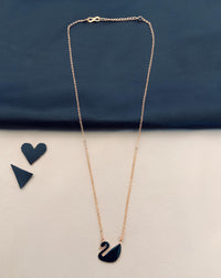 Thumbnail for Handpaint Black Swan Rose Gold Chain - Abdesignsjewellery