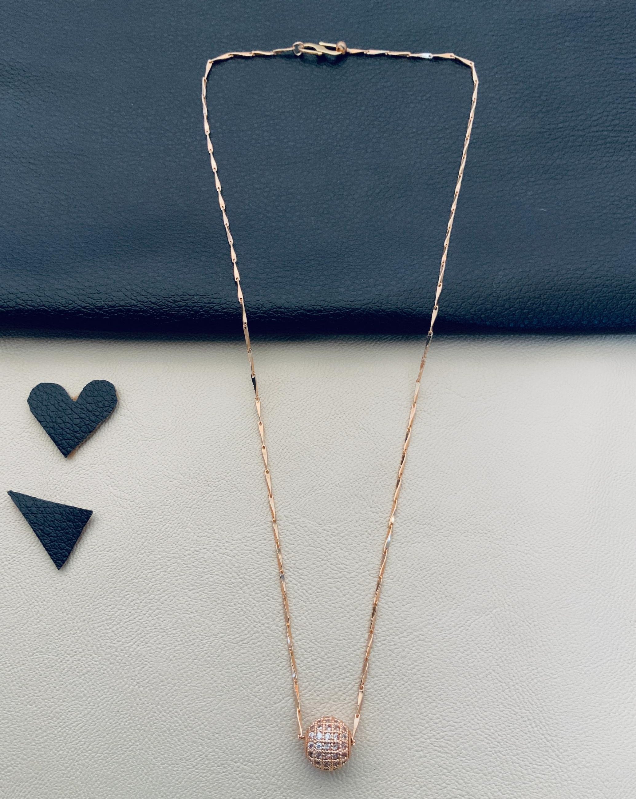 Dailywear Rose Gold Ball Necklace - Abdesignsjewellery