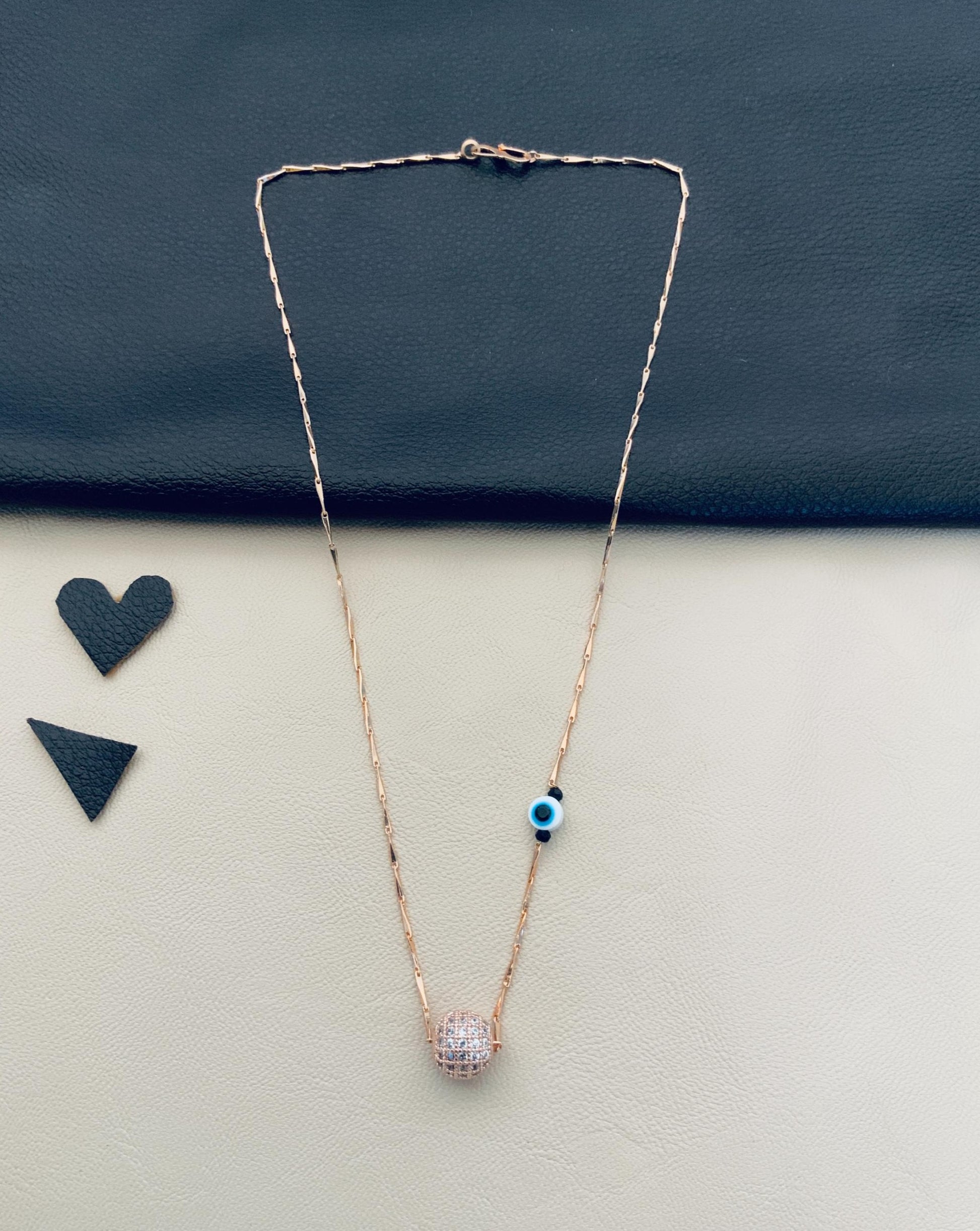 Dailywear Round EvilEye RoseGold Pendant Chain - Abdesignsjewellery