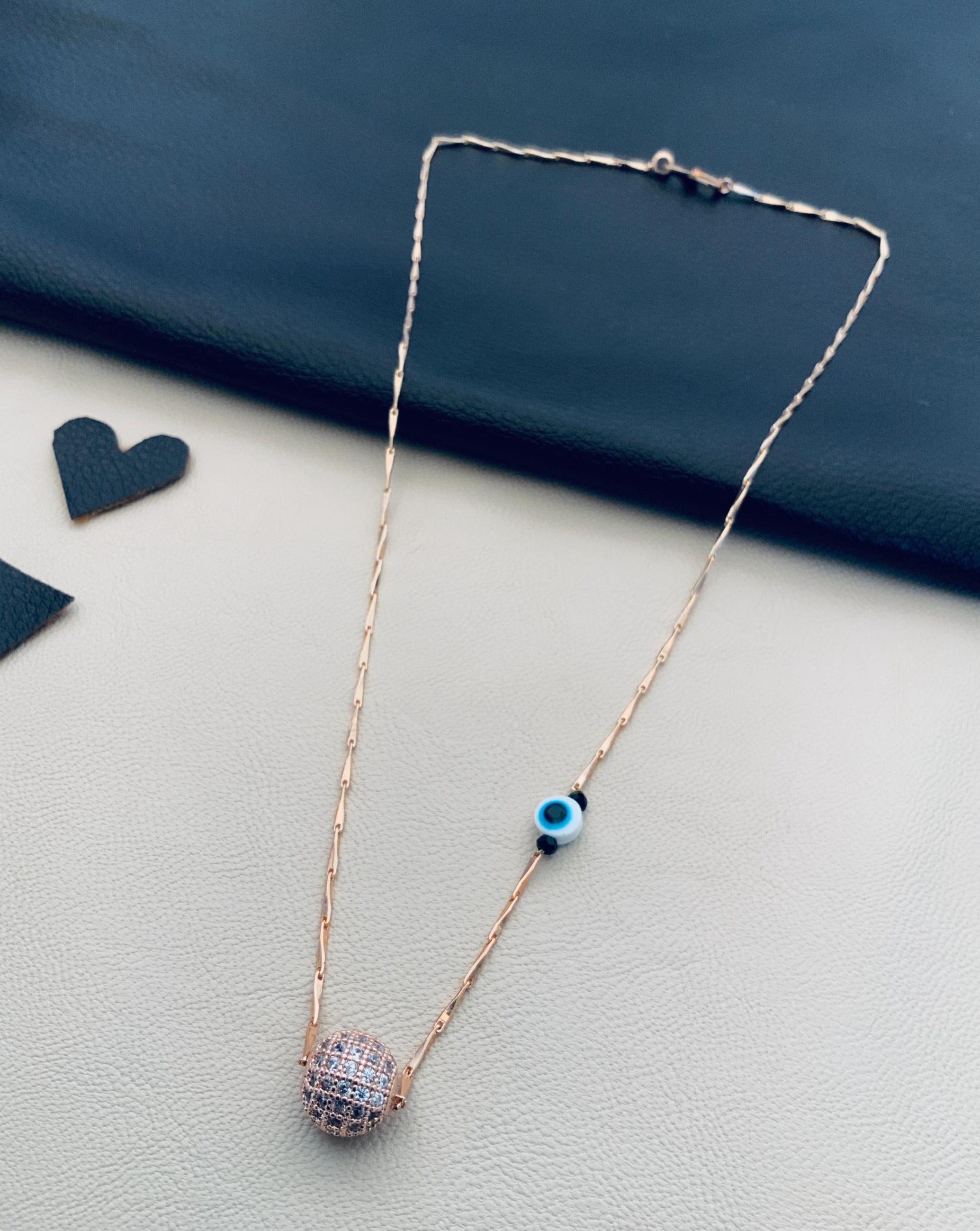 Dailywear Round EvilEye RoseGold Pendant Chain - Abdesignsjewellery