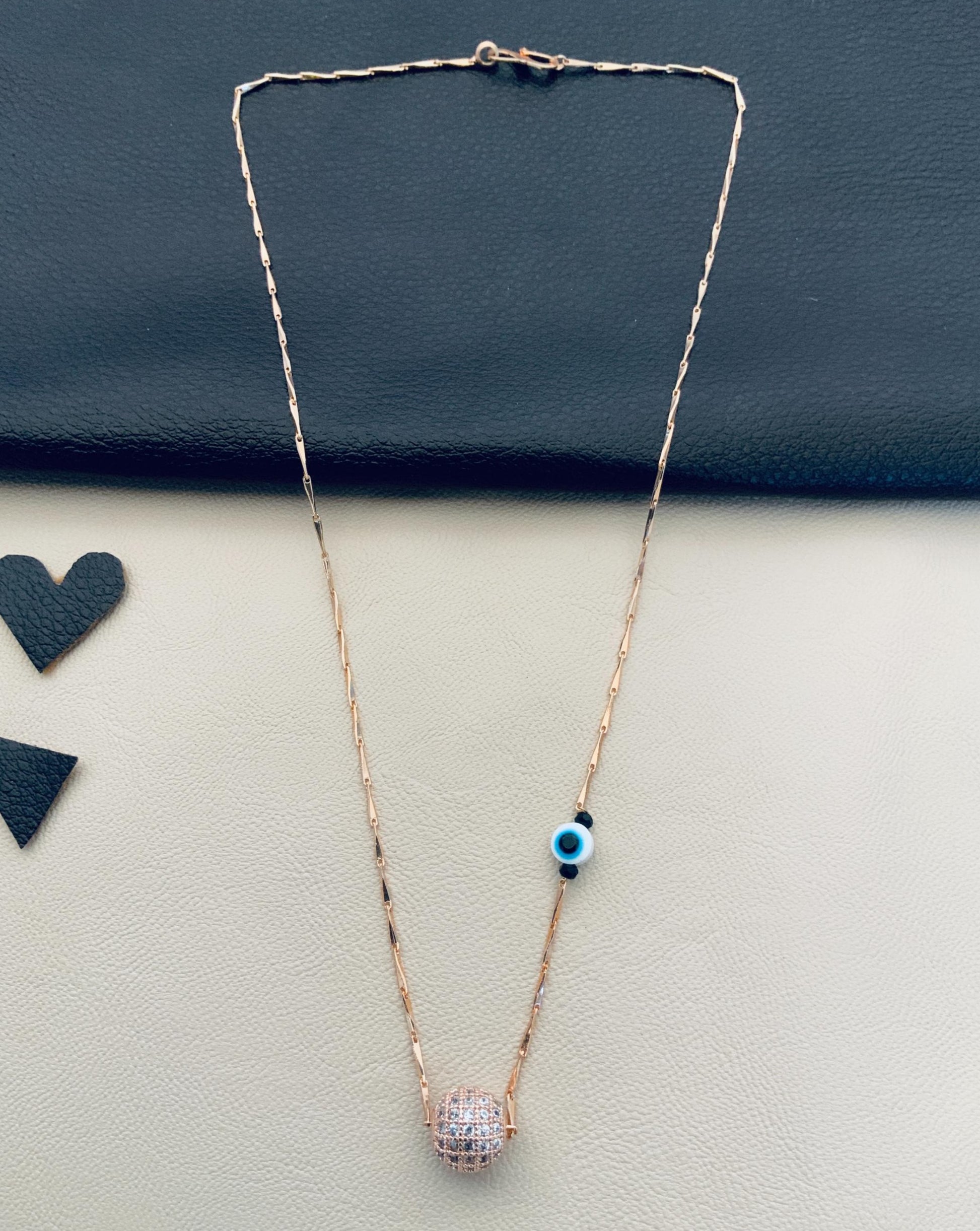 Dailywear Round EvilEye RoseGold Pendant Chain - Abdesignsjewellery