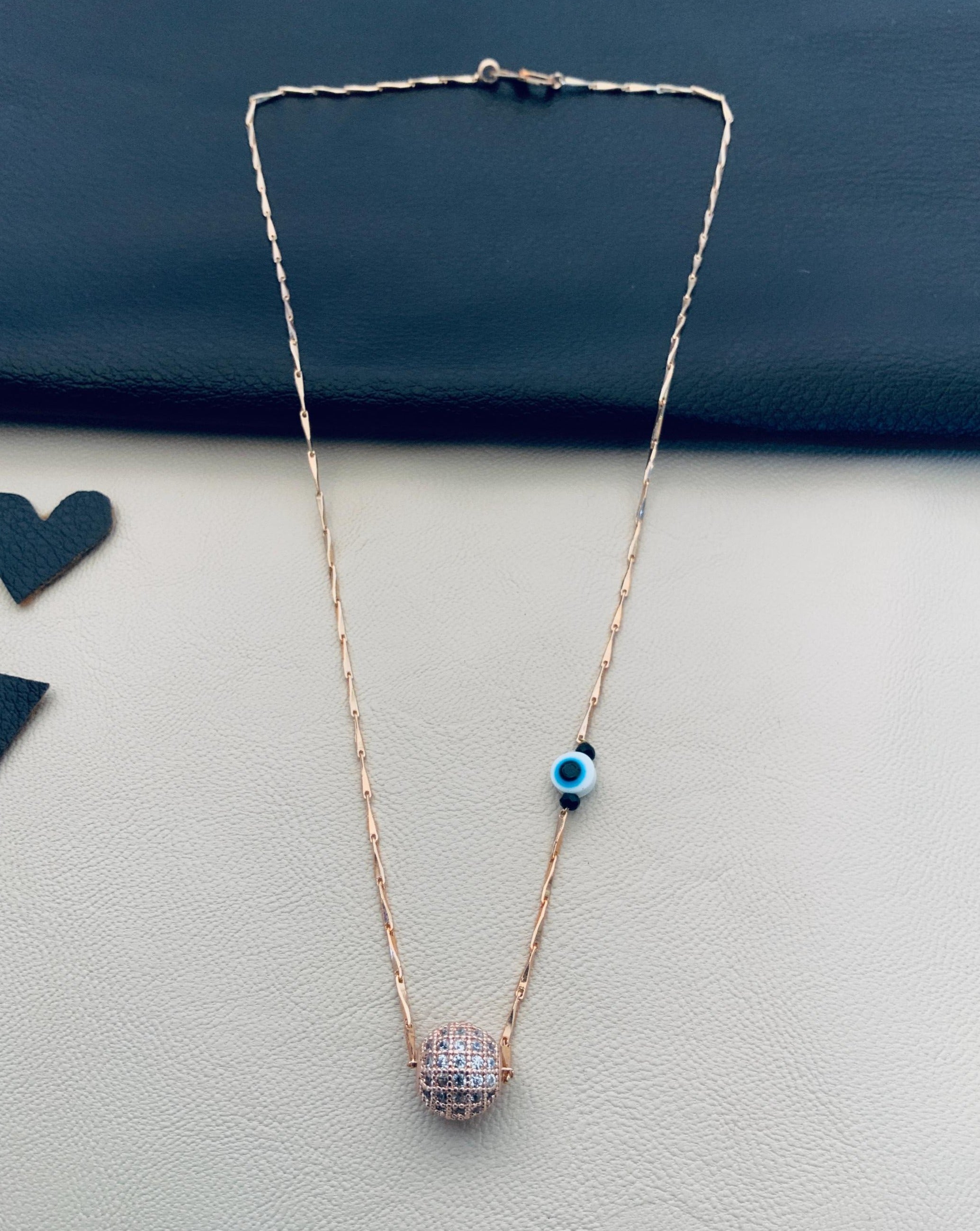 Dailywear Round EvilEye RoseGold Pendant Chain - Abdesignsjewellery