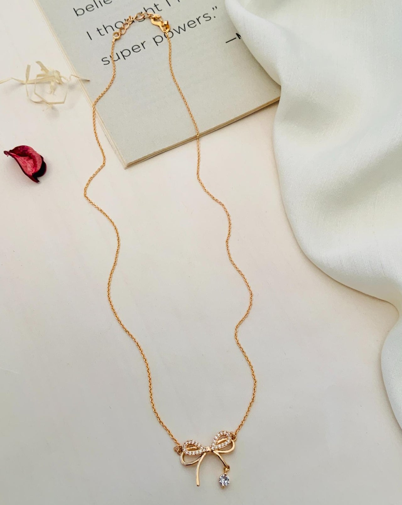 Beautiful RoseGold Plated Bow Pendant Chain