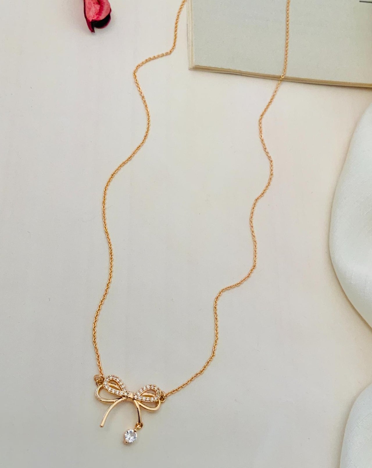 RoseGold Plated Bow Pendant Chain