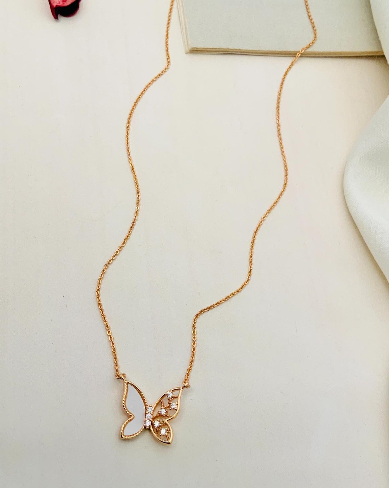 RoseGold Plated Butterfly Pendant Chain