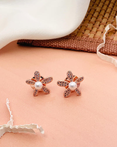 Minimal RoseGold Plated Flower Studs Earring