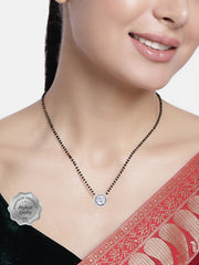 925 Sterling Silver Round Diamond Mangalsutra