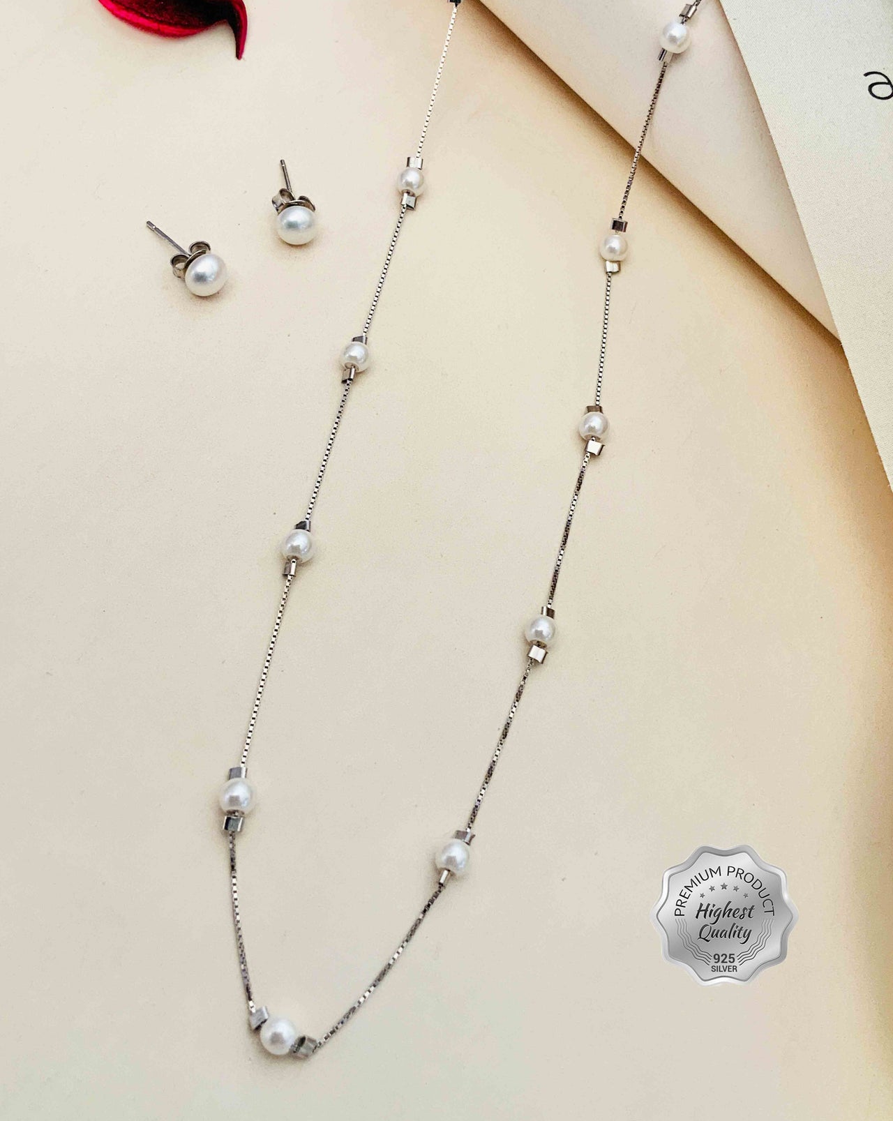 925 Sterling Silver Pearl Chain