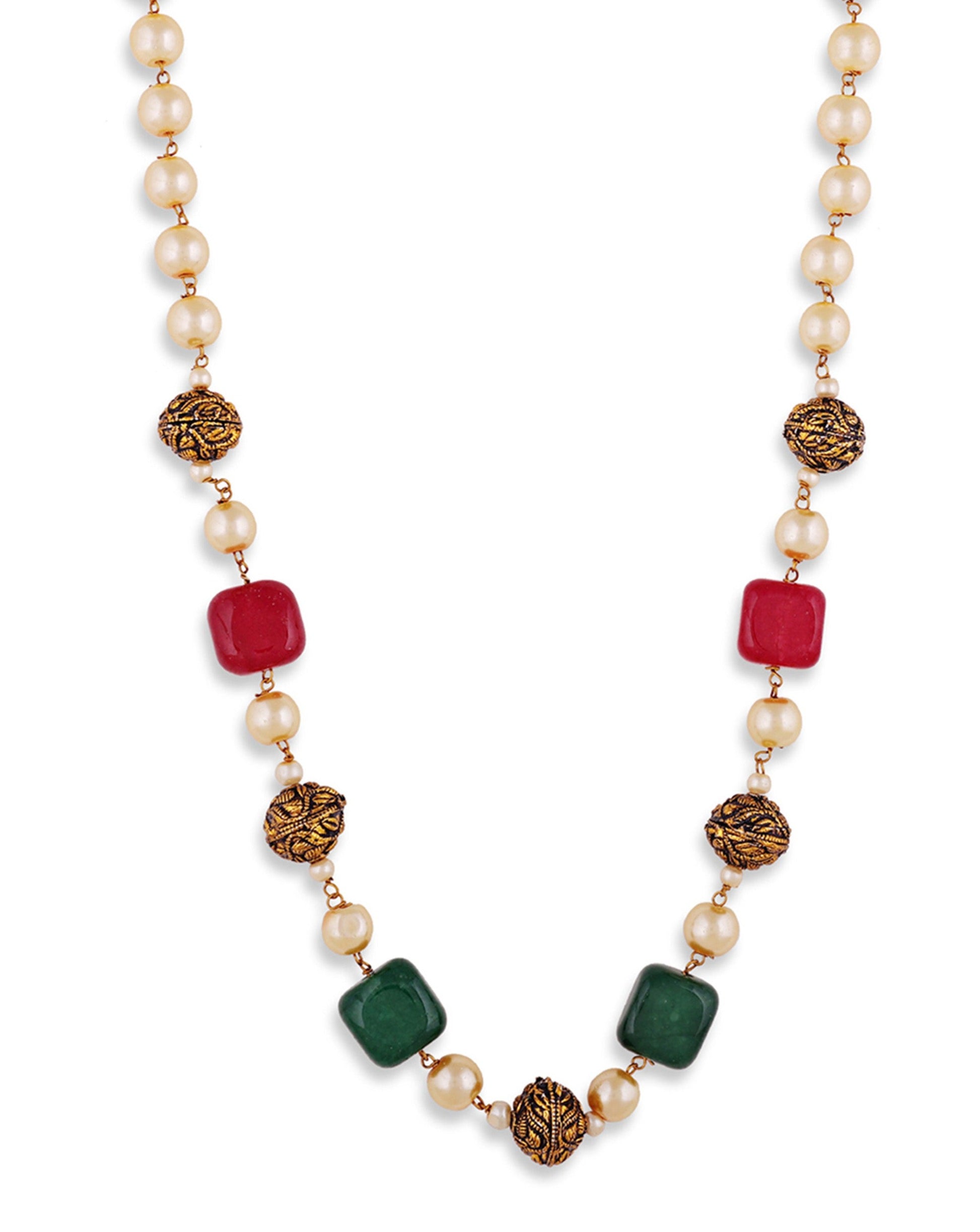 Gold Plated Jaipuri Beads Pearls Jewellery Mala - Abdesignsjewellery