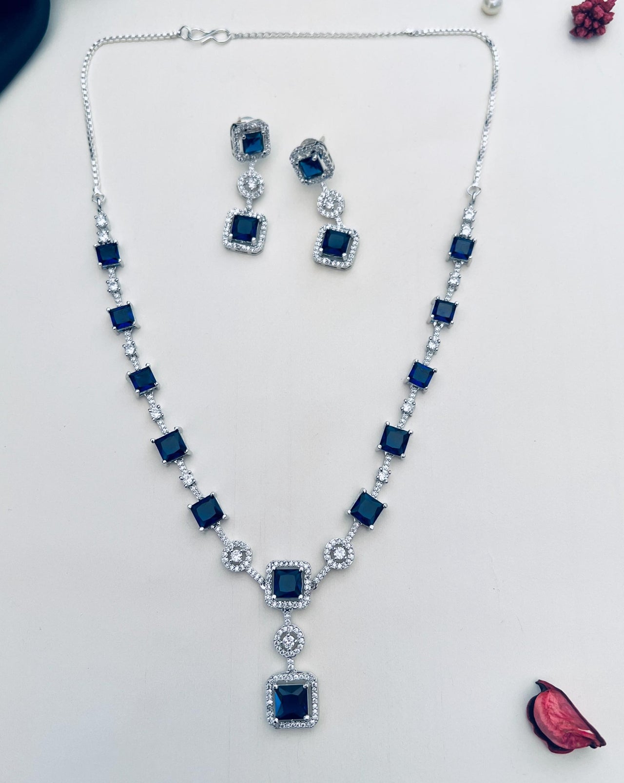 American Diamond Necklace With Earring