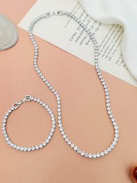 Thumbnail for Round Silver Plated American Diamond Bracelet Chain Combo Set