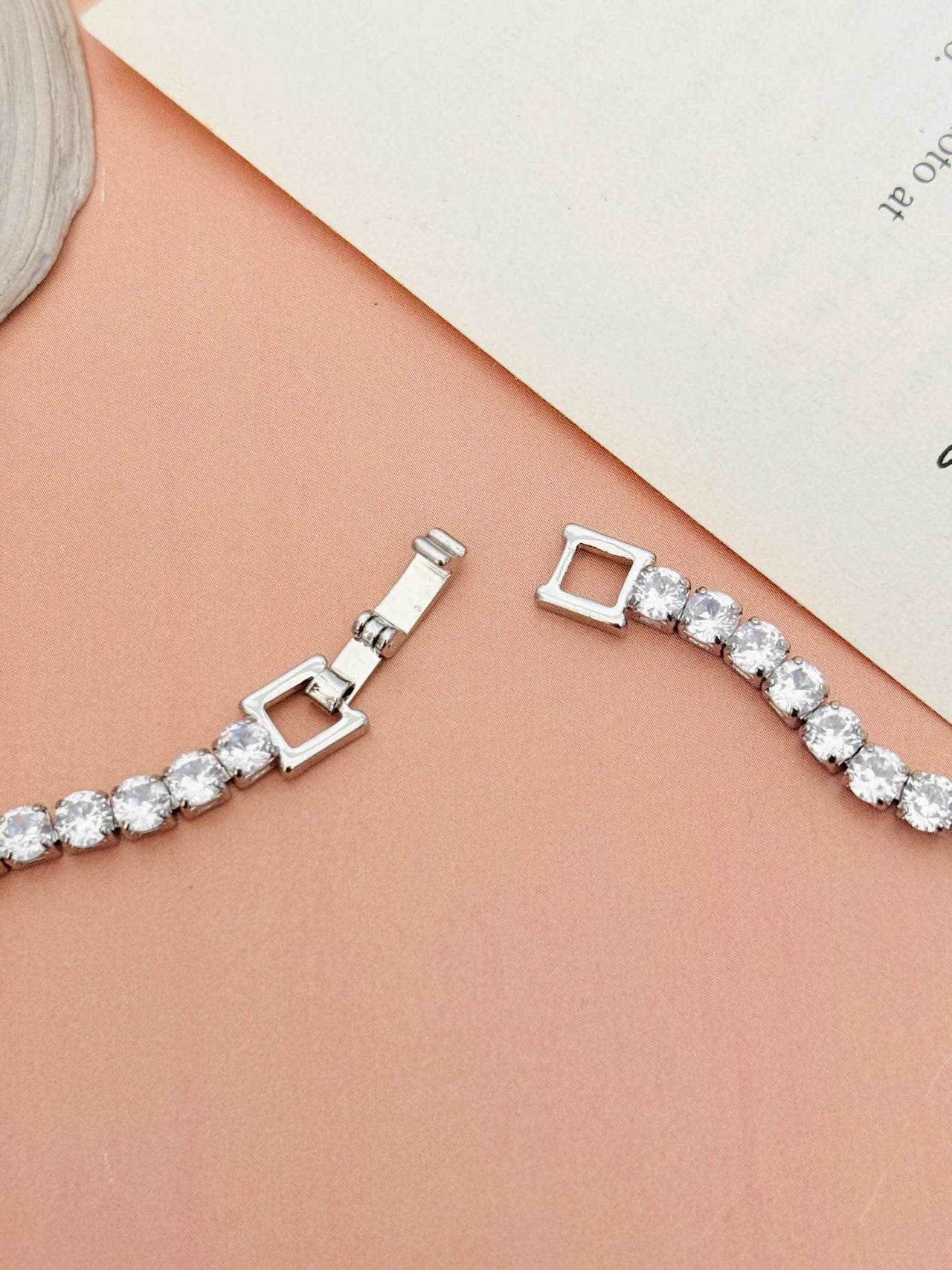 Round Silver Plated American Diamond Bracelet Chain Combo Set