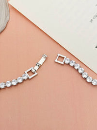 Thumbnail for Round Silver Plated American Diamond Bracelet Chain Combo Set