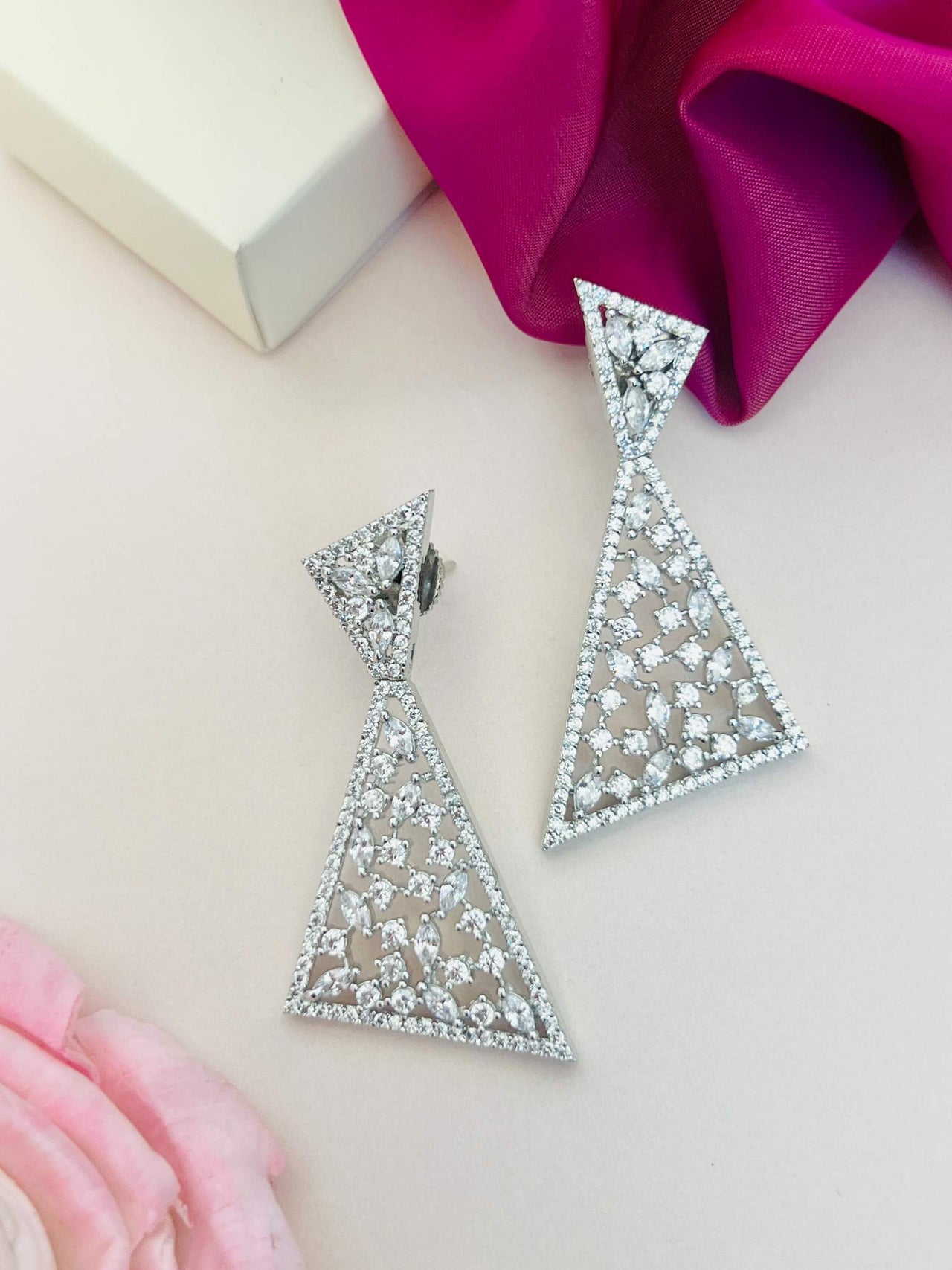 Statement American Diamond Party Earrings