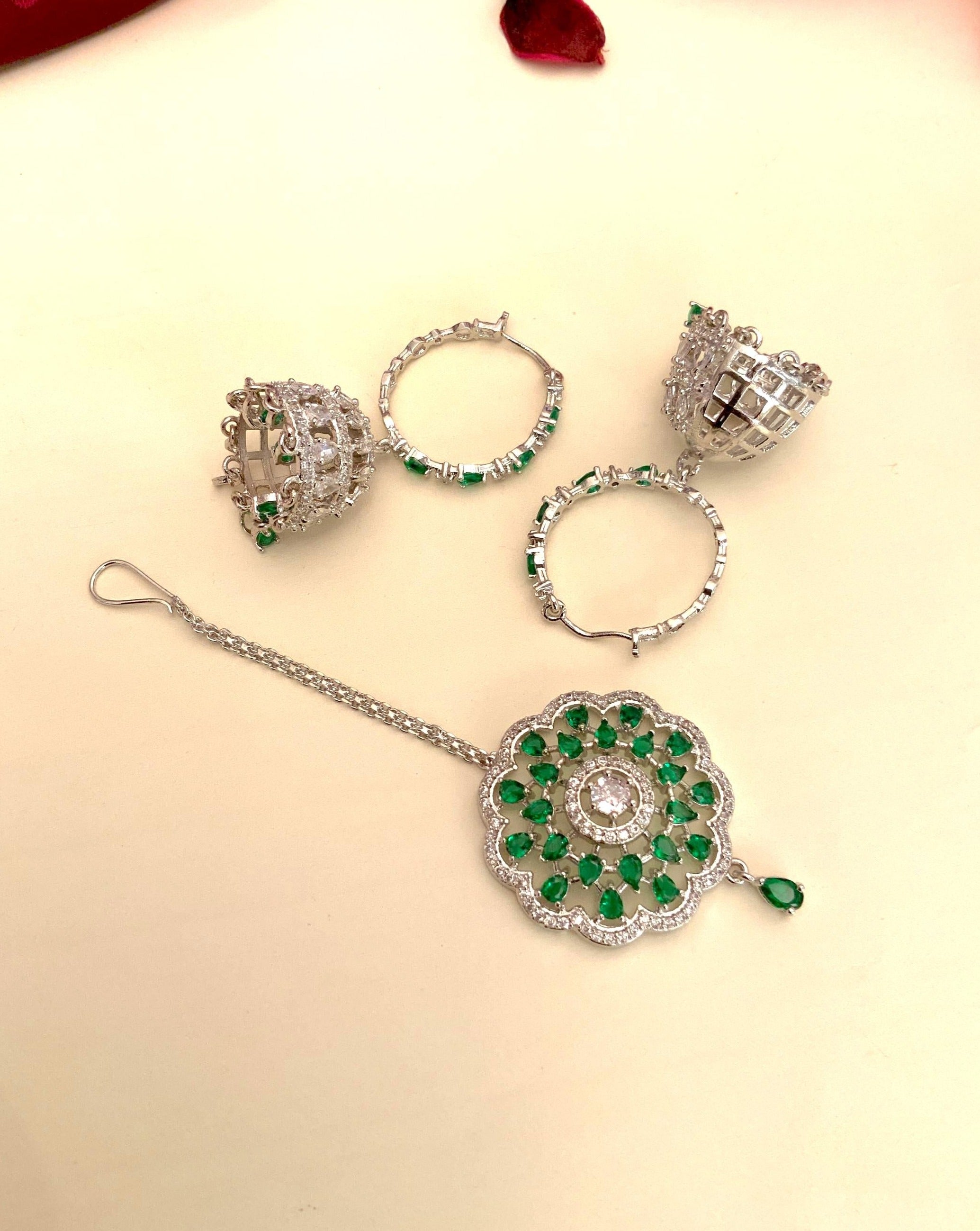 High-Quality Silver Plated American Diamond  Necklace Combo