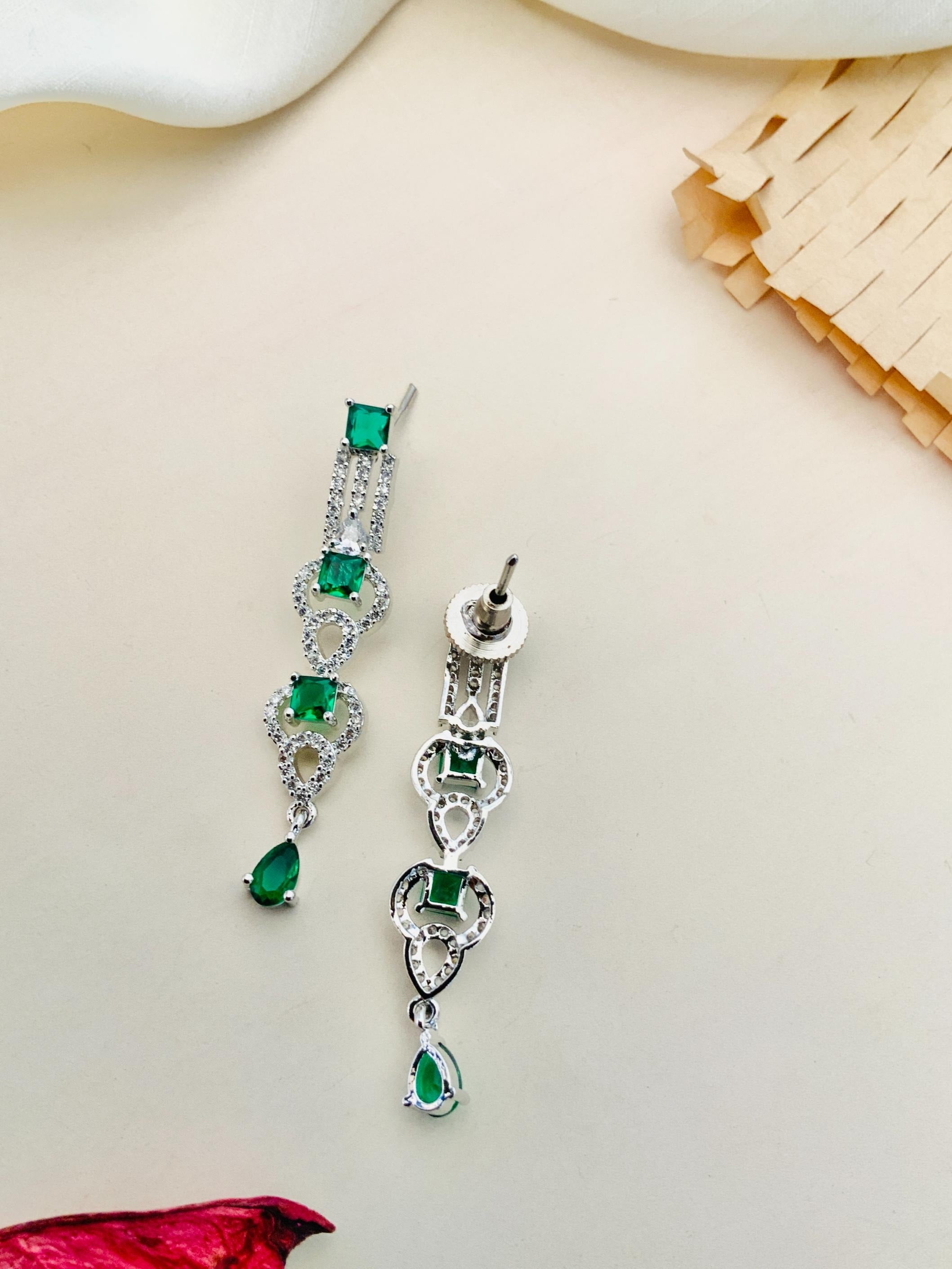 Premium Silver Plated American Diamond Necklace Set